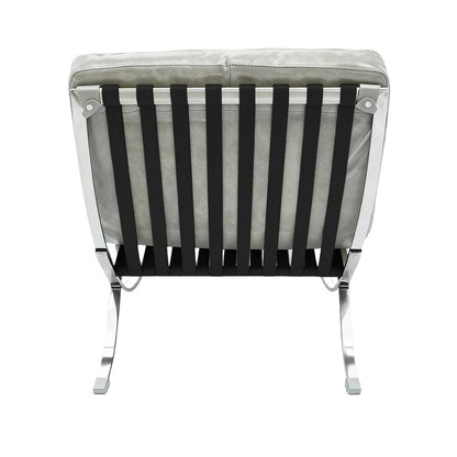 29" Gray and Silver Tufted Leather and Upholstered Folding Lounge Chair HomeRoots