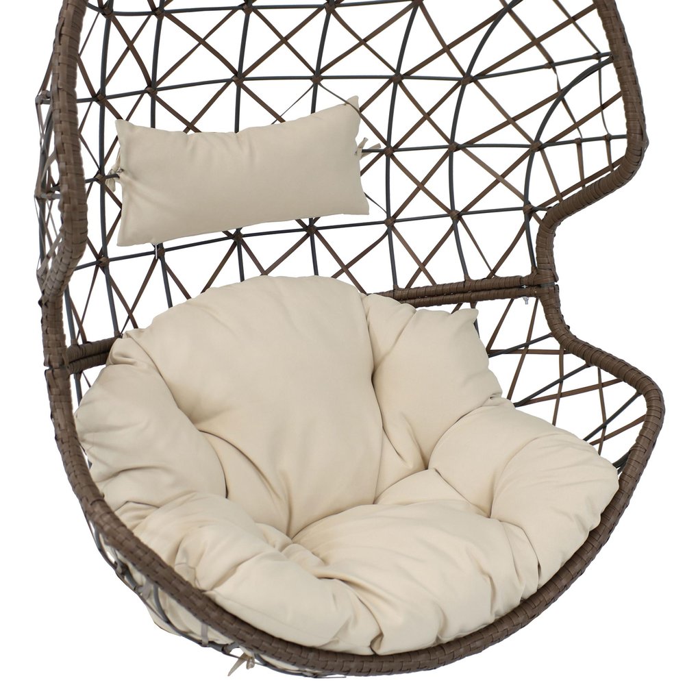 35" Beige Steel Outdoor Egg Chair HomeRoots
