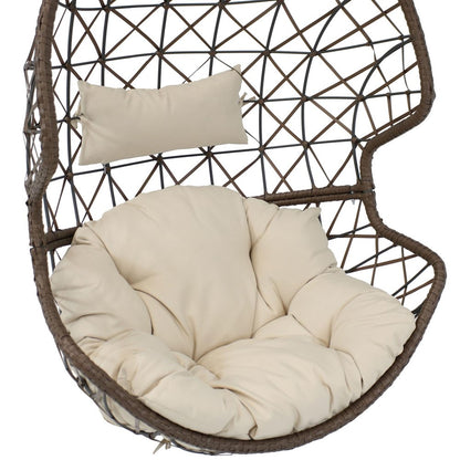 35" Beige Steel Outdoor Egg Chair HomeRoots