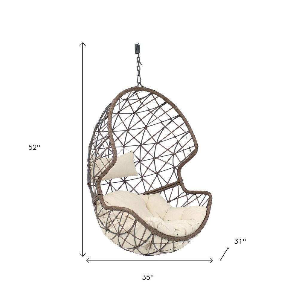 35" Beige Steel Outdoor Egg Chair HomeRoots