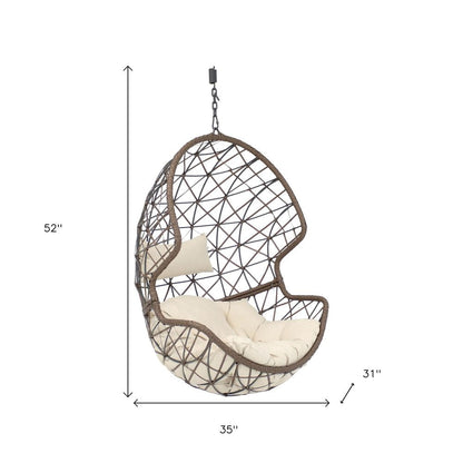 35" Beige Steel Outdoor Egg Chair HomeRoots