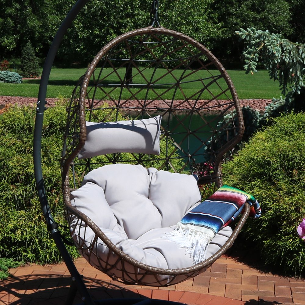 35" Gray Steel Outdoor Egg Chair HomeRoots