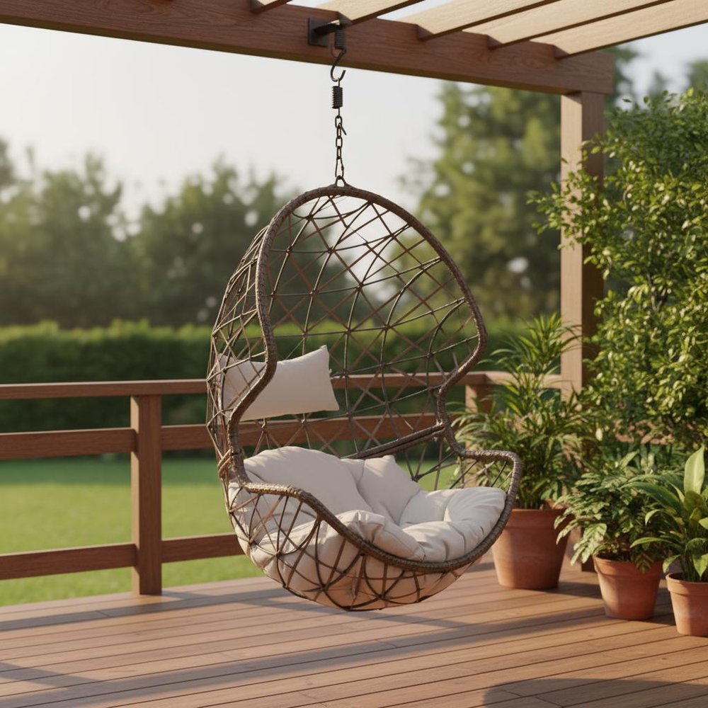 35" Gray Steel Outdoor Egg Chair HomeRoots