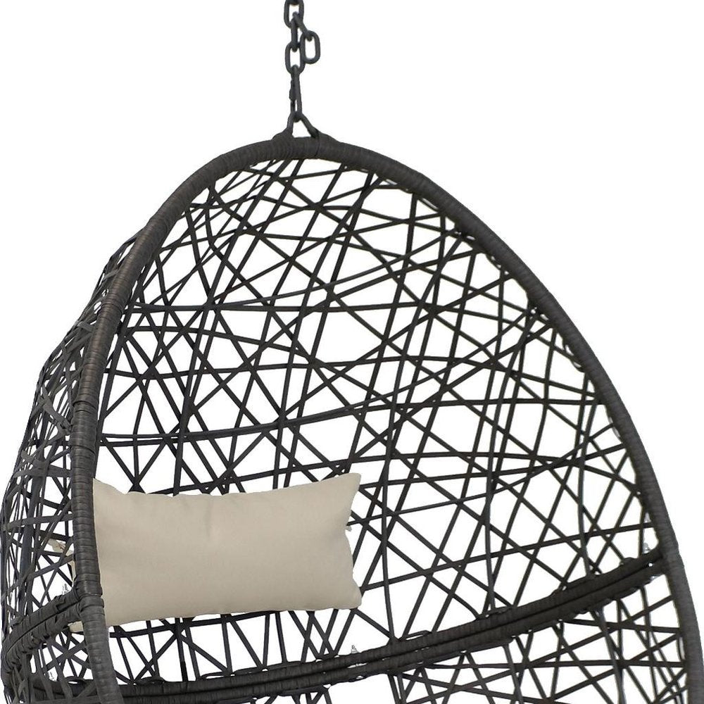 38" Beige Steel Outdoor Egg Chair HomeRoots