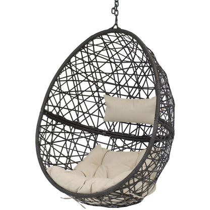38" Beige Steel Outdoor Egg Chair HomeRoots