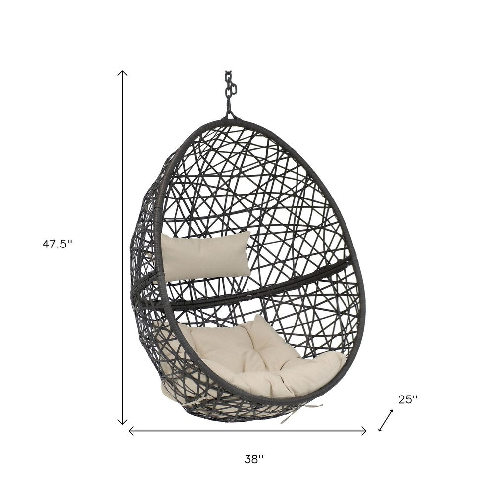 38" Beige Steel Outdoor Egg Chair HomeRoots