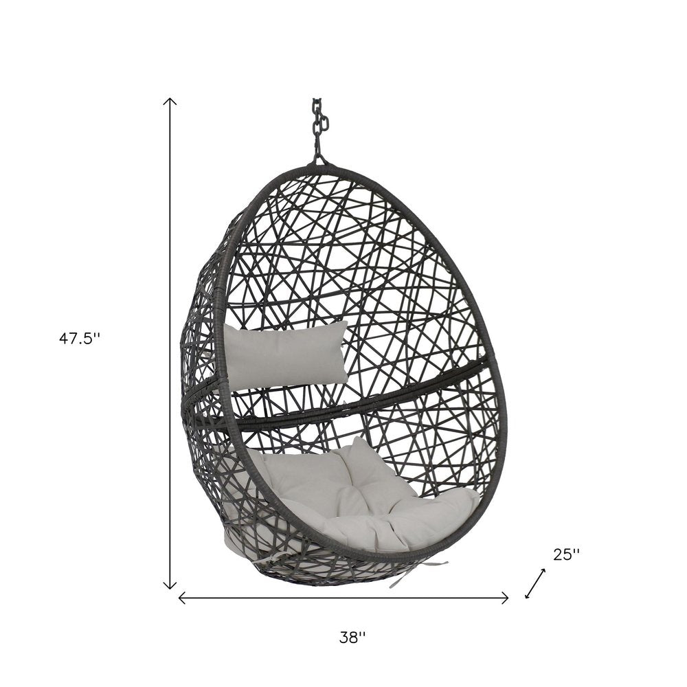 38" Gray Steel Outdoor Egg Chair HomeRoots