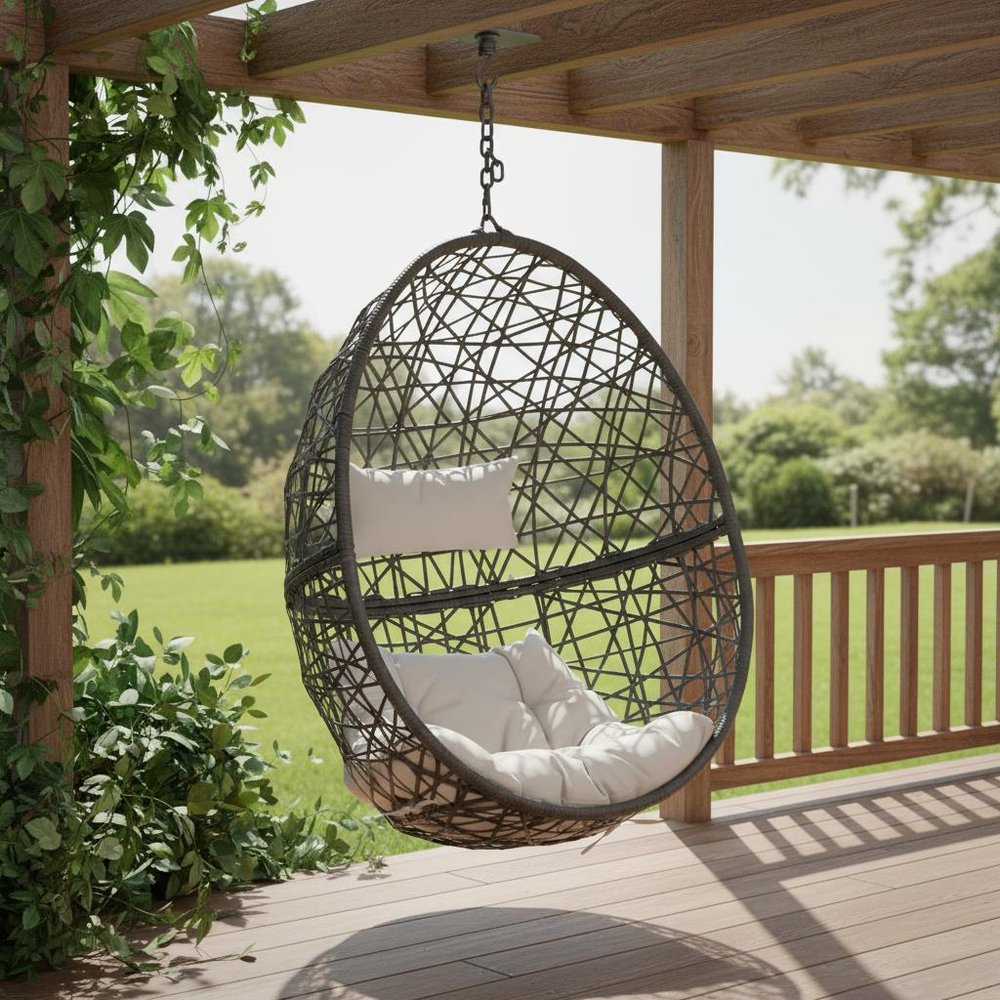 38" Gray Steel Outdoor Egg Chair HomeRoots