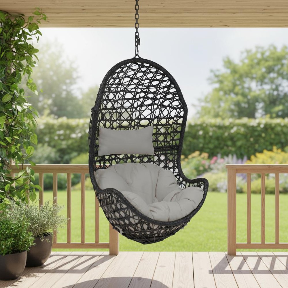 32" Gray Steel Outdoor Egg Chair HomeRoots
