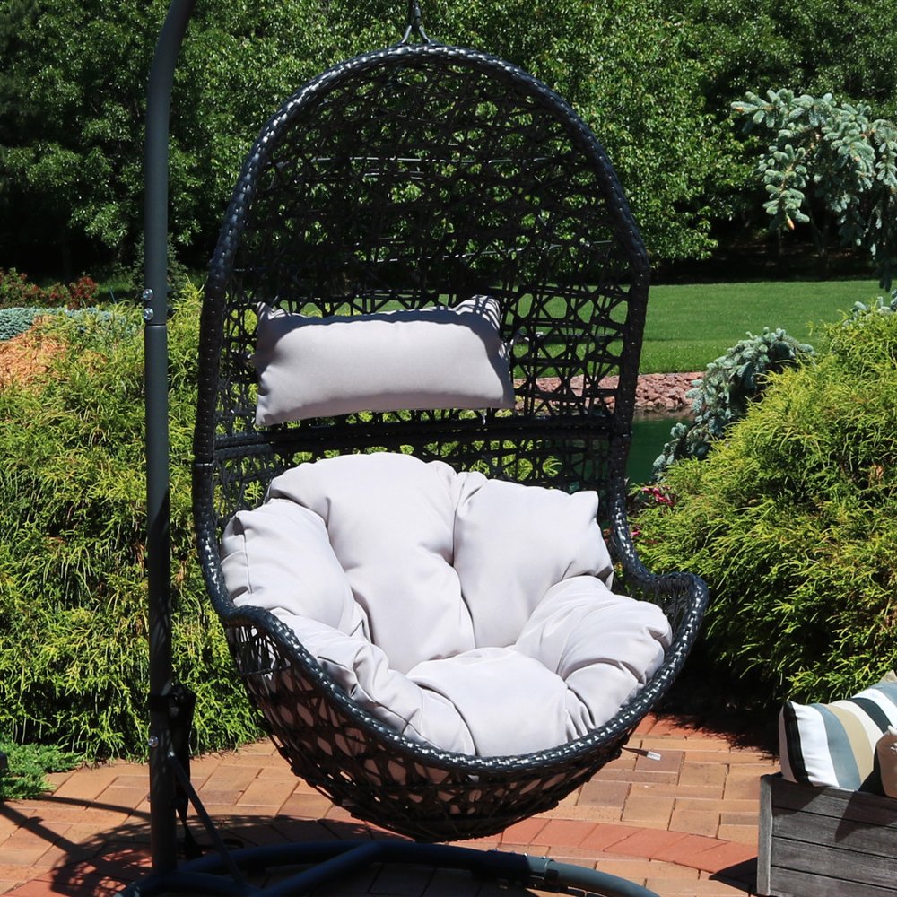 32" Gray Steel Outdoor Egg Chair HomeRoots