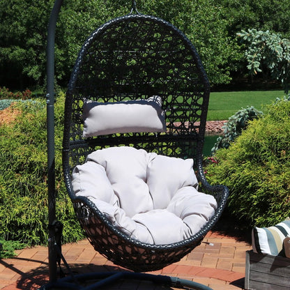 32" Gray Steel Outdoor Egg Chair HomeRoots