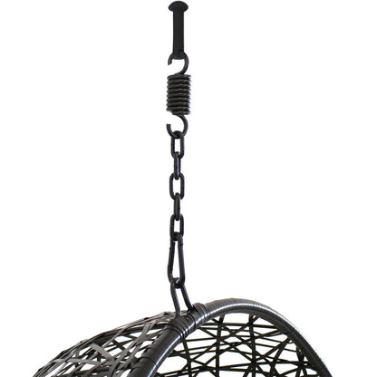38" Black Steel Outdoor Egg Chair with Yellow Cushion HomeRoots