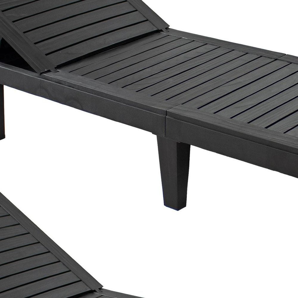 Set of Two Black Heavy Duty Resin Outdoor Chaise Lounges HomeRoots