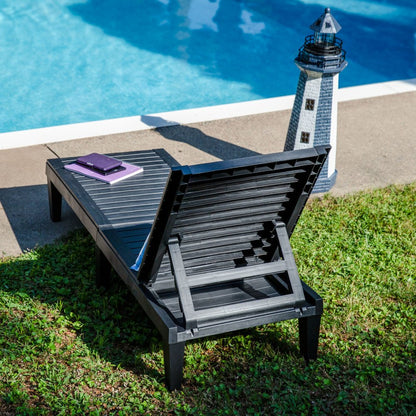 Set of Two Black Heavy Duty Resin Outdoor Chaise Lounges HomeRoots