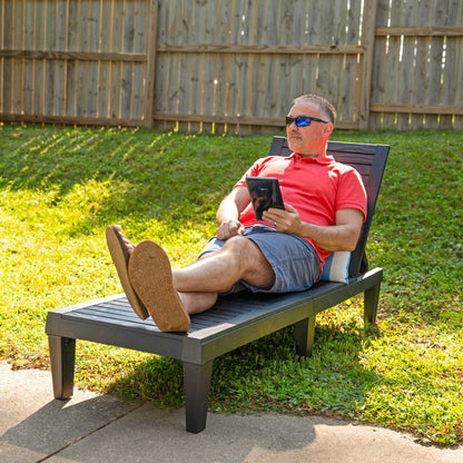 Set of Two Black Heavy Duty Resin Outdoor Chaise Lounges HomeRoots