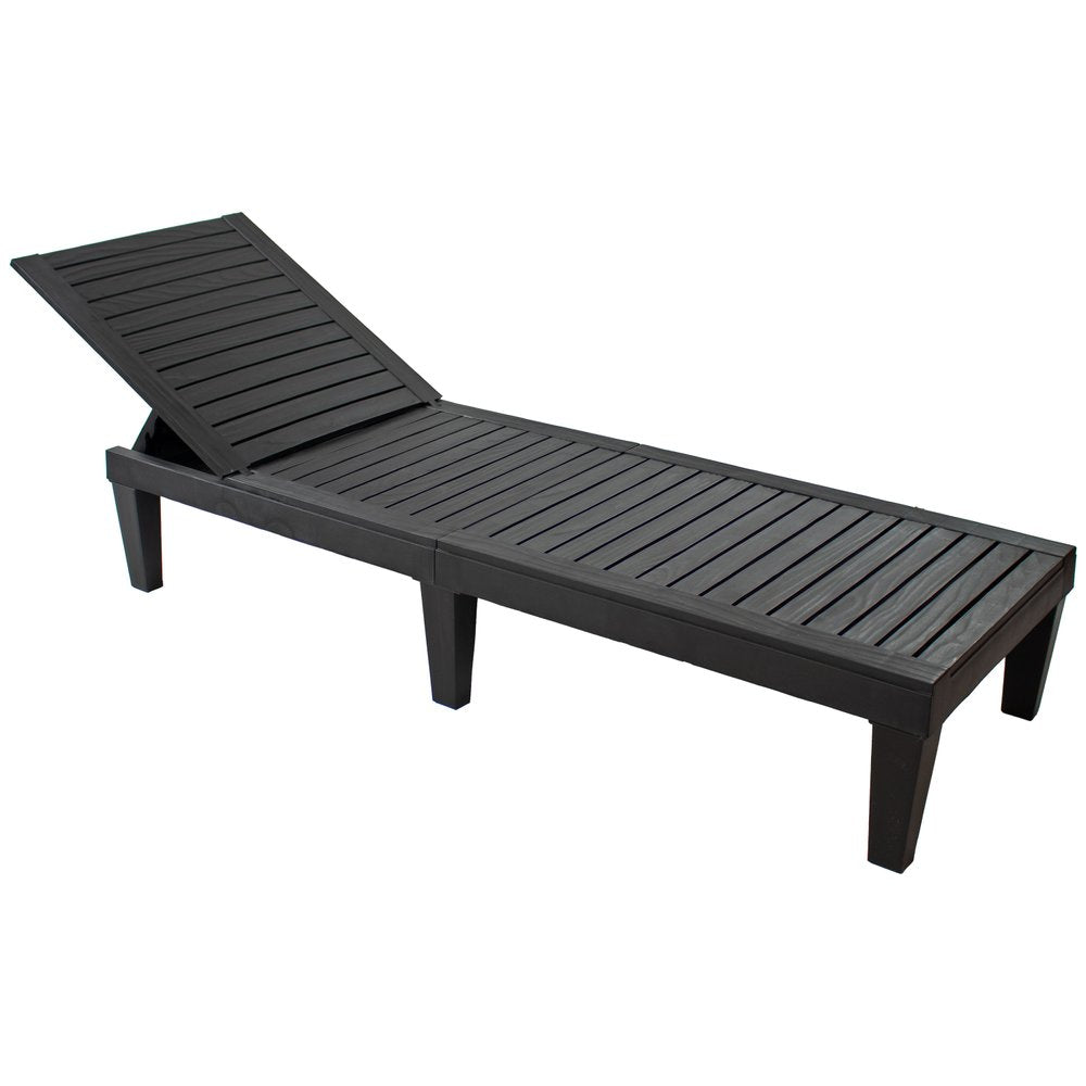 Set of Two Black Heavy Duty Resin Outdoor Chaise Lounges HomeRoots