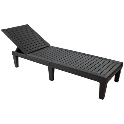 Set of Two Black Heavy Duty Resin Outdoor Chaise Lounges HomeRoots