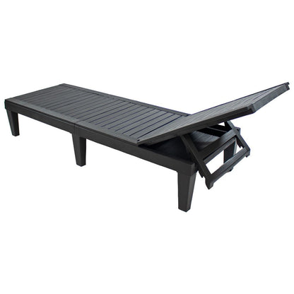 Set of Two Black Heavy Duty Resin Outdoor Chaise Lounges HomeRoots