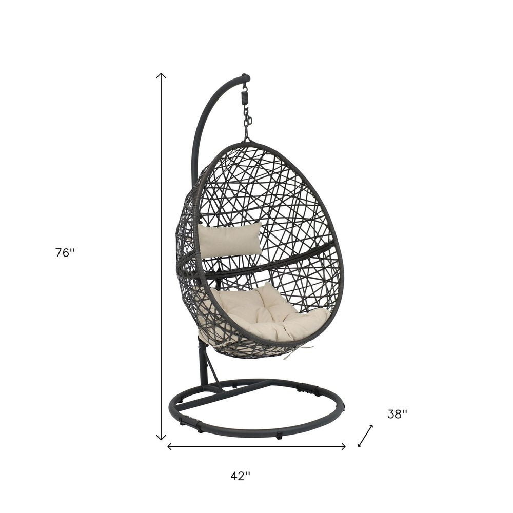 42" Beige Steel Outdoor Egg Chair HomeRoots