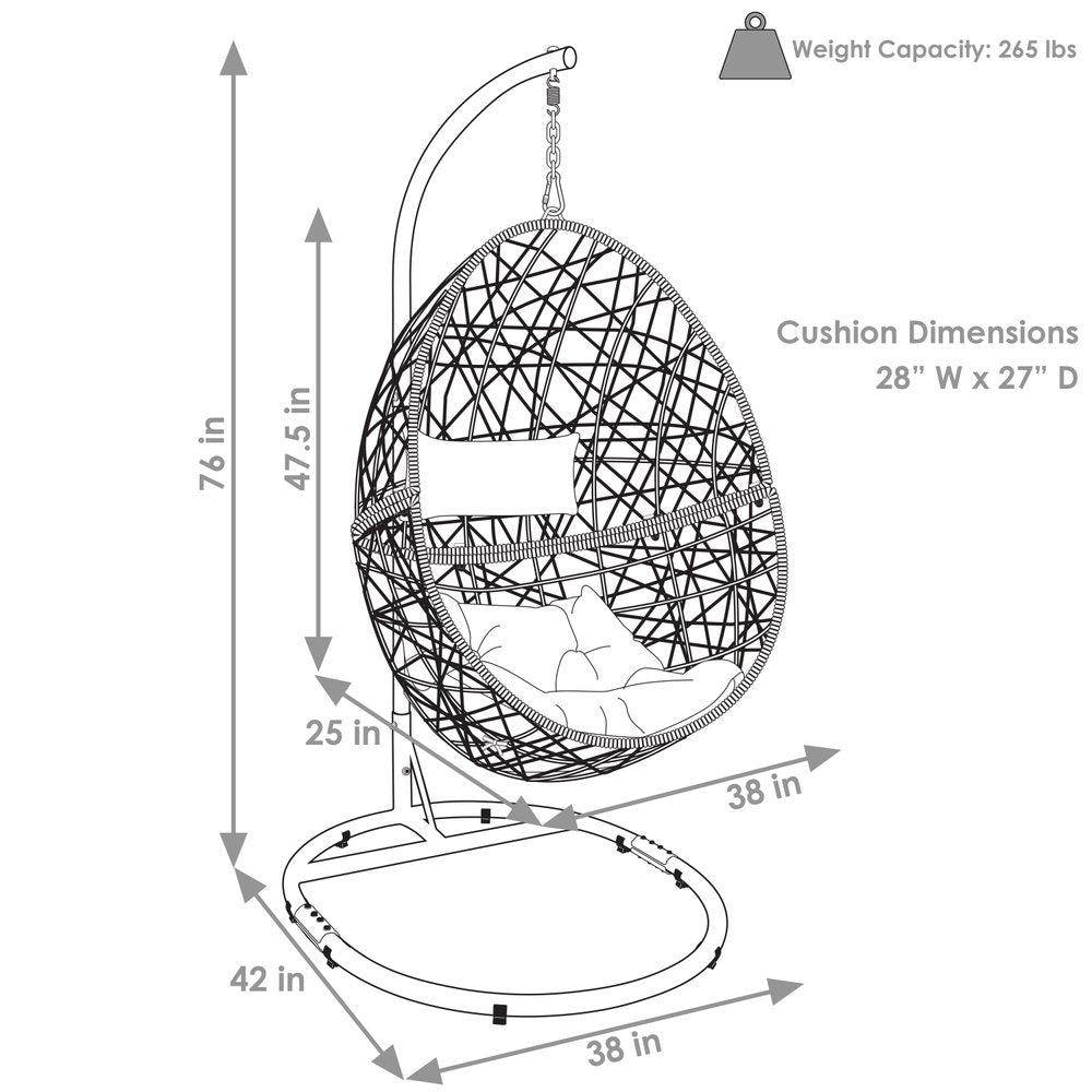 42" Beige Steel Outdoor Egg Chair HomeRoots