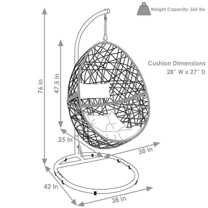 42" Beige Steel Outdoor Egg Chair HomeRoots