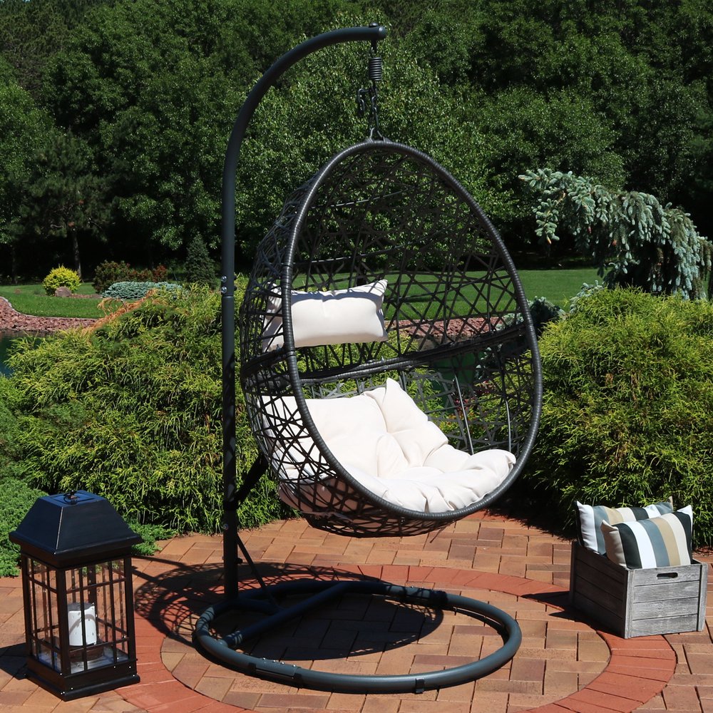 42" Beige Steel Outdoor Egg Chair HomeRoots