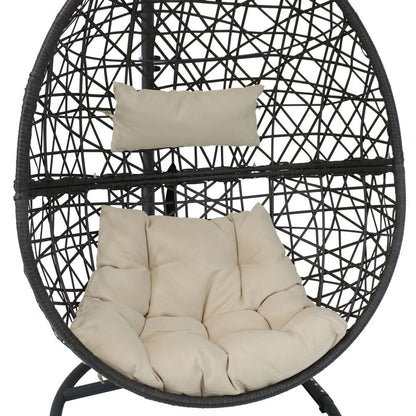 42" Beige Steel Outdoor Egg Chair HomeRoots