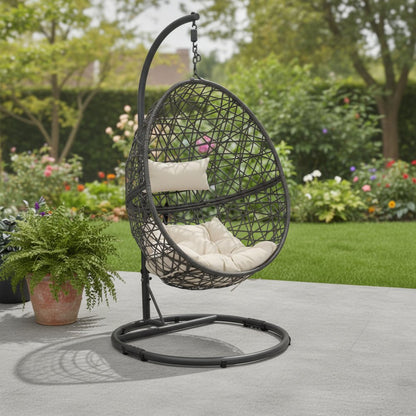 42" Beige Steel Outdoor Egg Chair HomeRoots