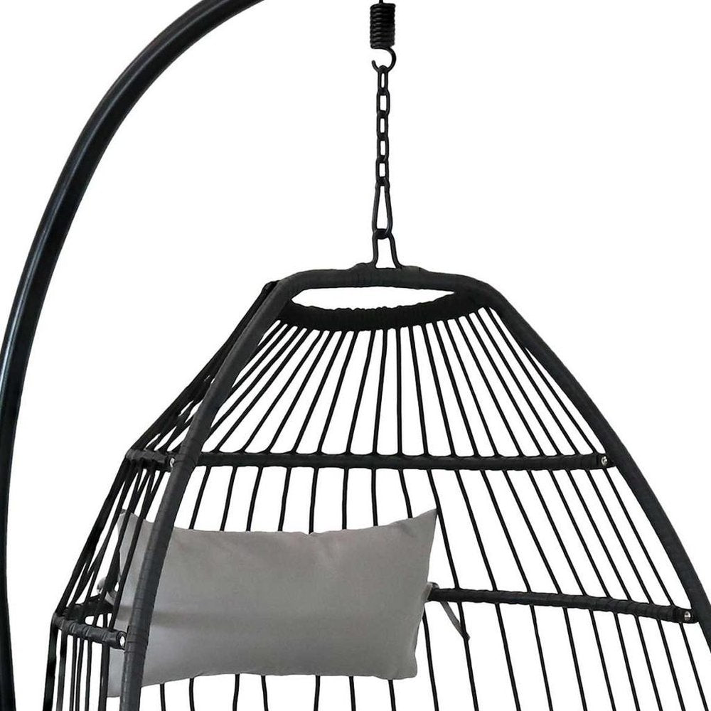 46" Gray Steel Outdoor Egg Chair HomeRoots