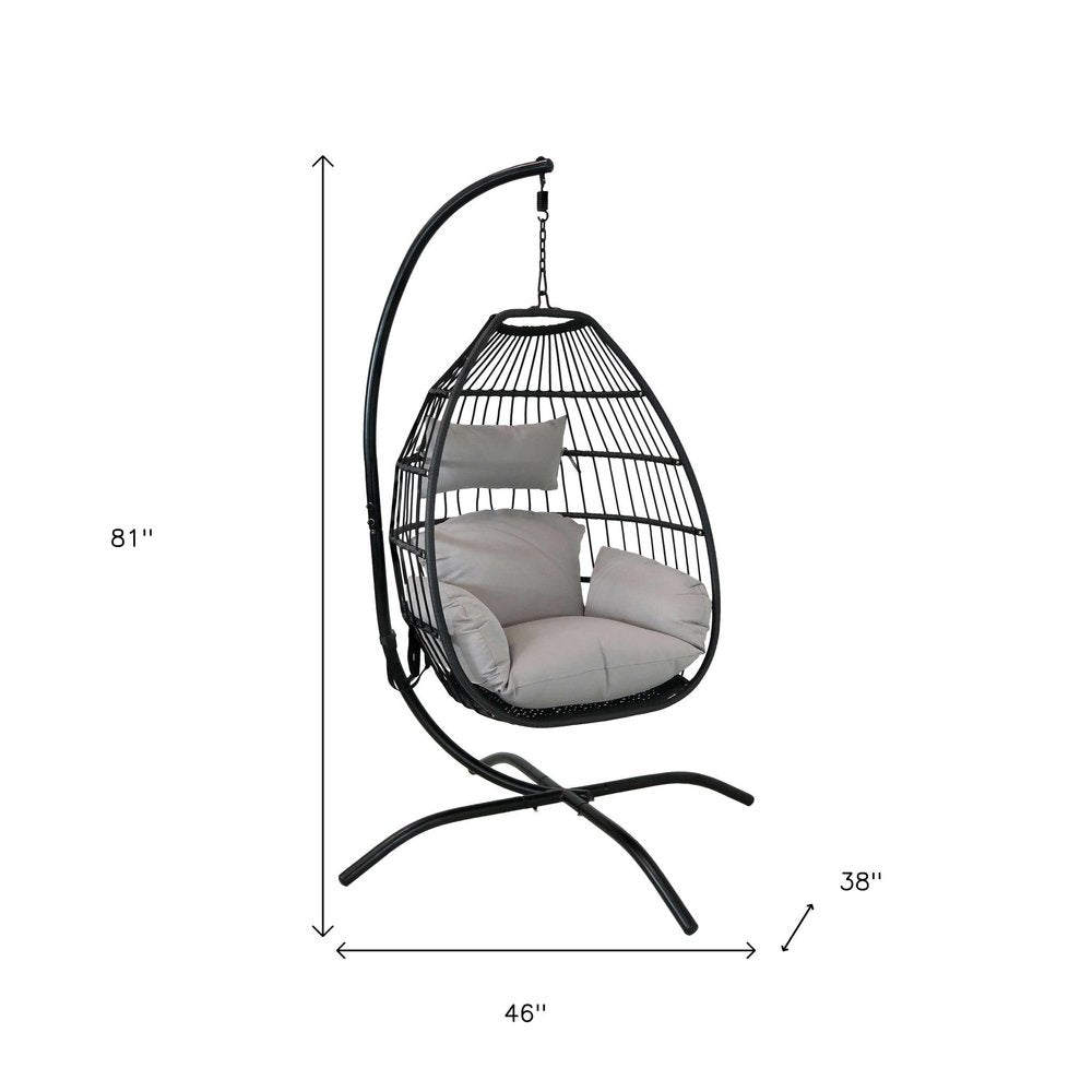 46" Gray Steel Outdoor Egg Chair HomeRoots