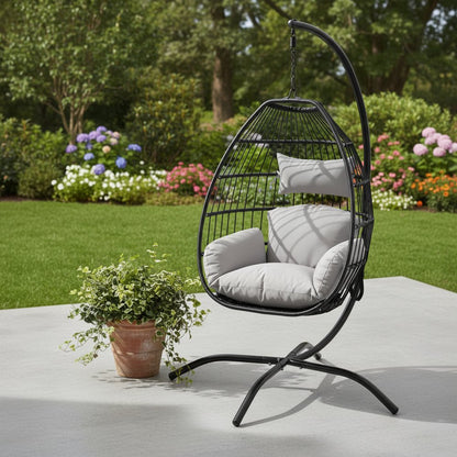 46" Gray Steel Outdoor Egg Chair HomeRoots