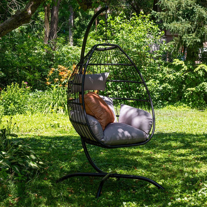 46" Gray Steel Outdoor Egg Chair HomeRoots