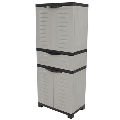 23" Black and Gray Plastic Accent Cabinet With Four Doors And One Drawer HomeRoots