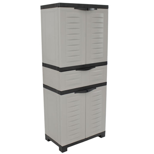 23" Black and Gray Plastic Accent Cabinet With Four Doors And One Drawer HomeRoots