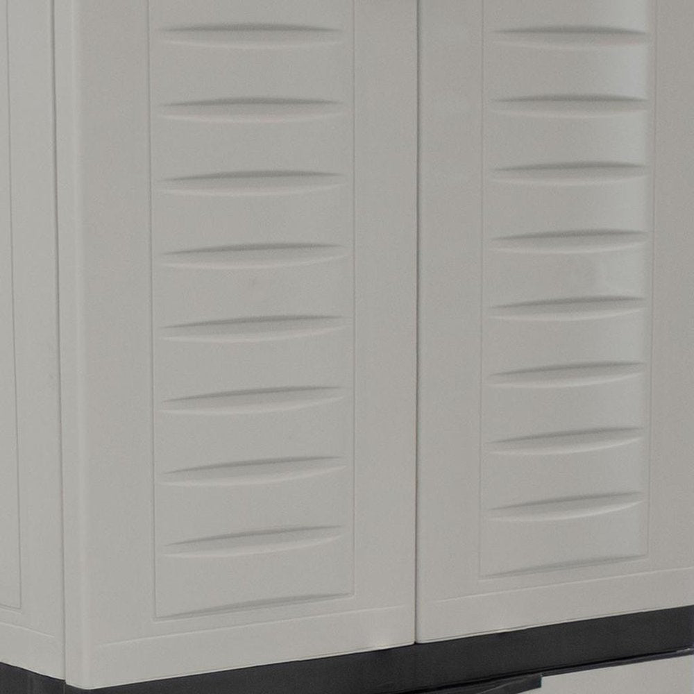23" Black and Gray Plastic Accent Cabinet With Four Doors And One Drawer HomeRoots