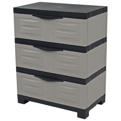 23" Gray and Black Plastic Accent Cabinet With Three Drawers HomeRoots