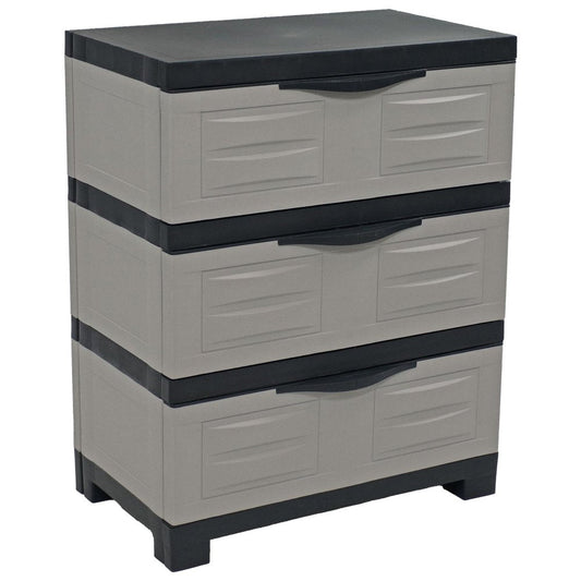 23" Gray and Black Plastic Accent Cabinet With Three Drawers