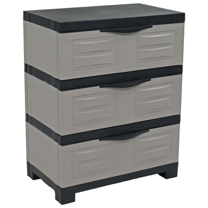 23" Gray and Black Plastic Accent Cabinet With Three Drawers HomeRoots