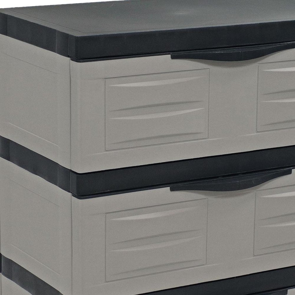 23" Gray and Black Plastic Accent Cabinet With Three Drawers HomeRoots