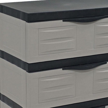 23" Gray and Black Plastic Accent Cabinet With Three Drawers HomeRoots