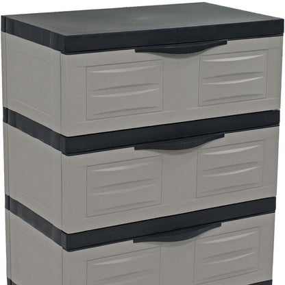 23" Gray and Black Plastic Accent Cabinet With Three Drawers HomeRoots