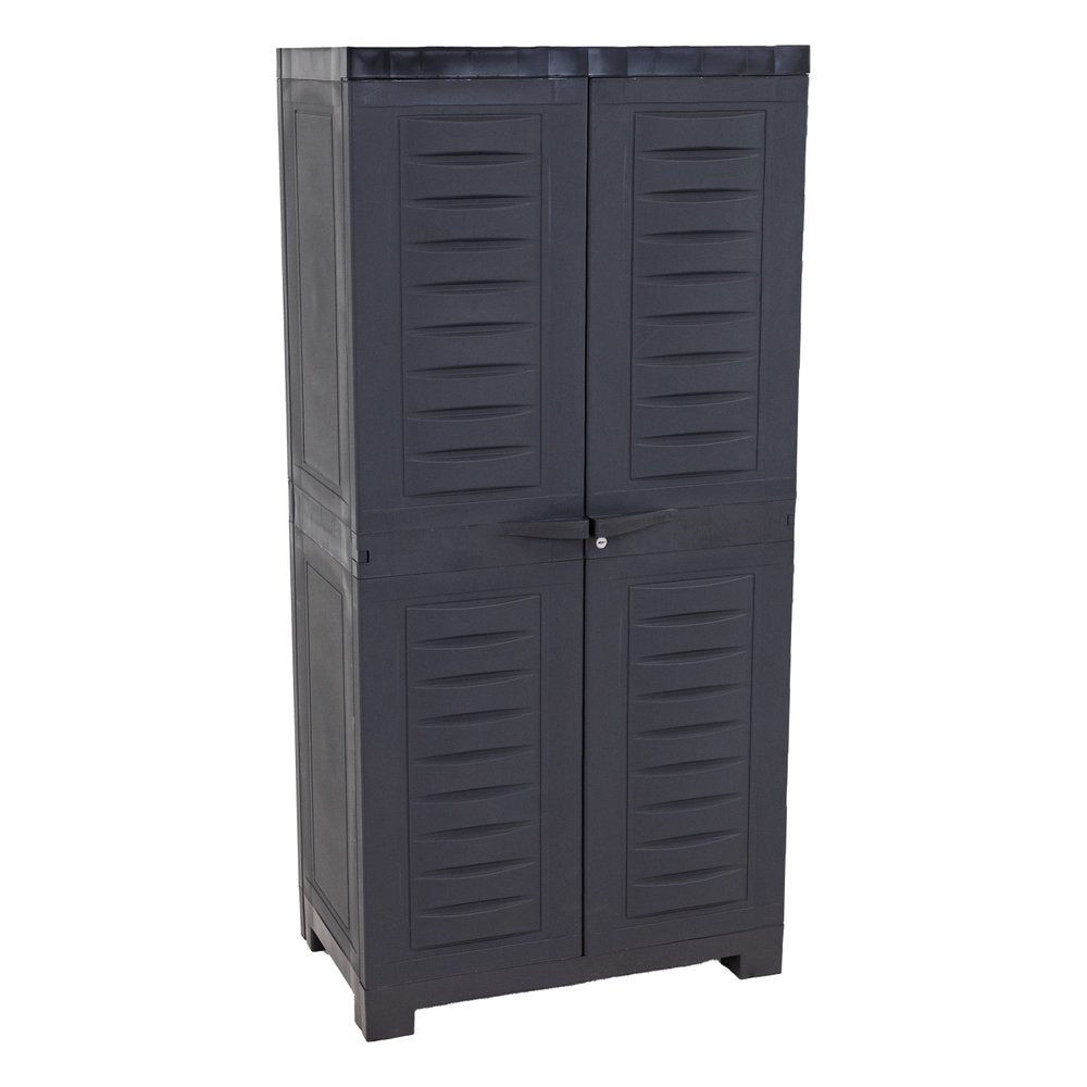 24" Charcoal Plastic Accent Cabinet With Two Doors HomeRoots