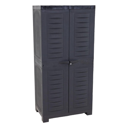 24" Charcoal Plastic Accent Cabinet With Two Doors HomeRoots