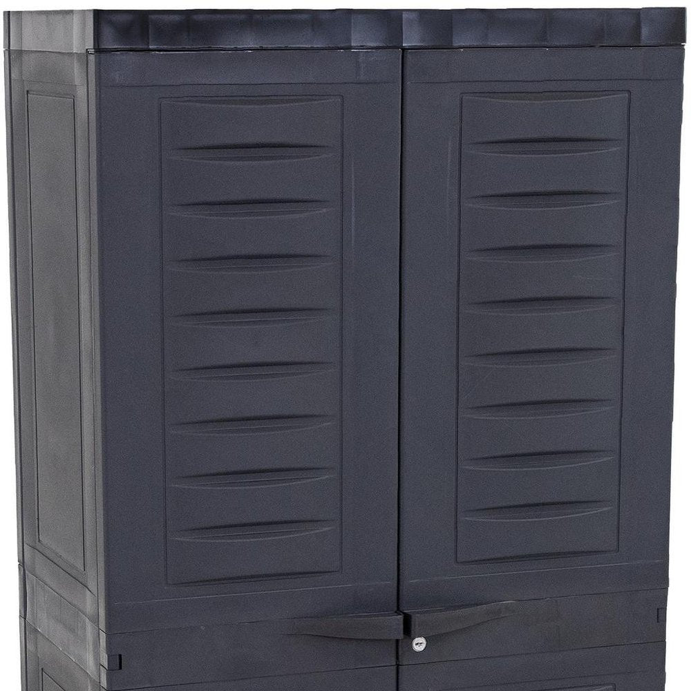 24" Charcoal Plastic Accent Cabinet With Two Doors HomeRoots