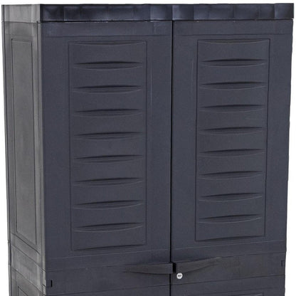 24" Charcoal Plastic Accent Cabinet With Two Doors HomeRoots