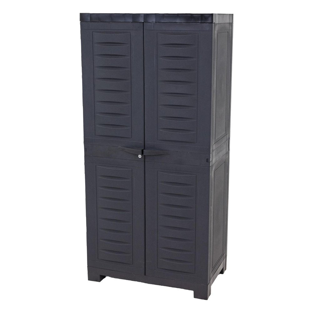 24" Charcoal Plastic Accent Cabinet With Two Doors HomeRoots