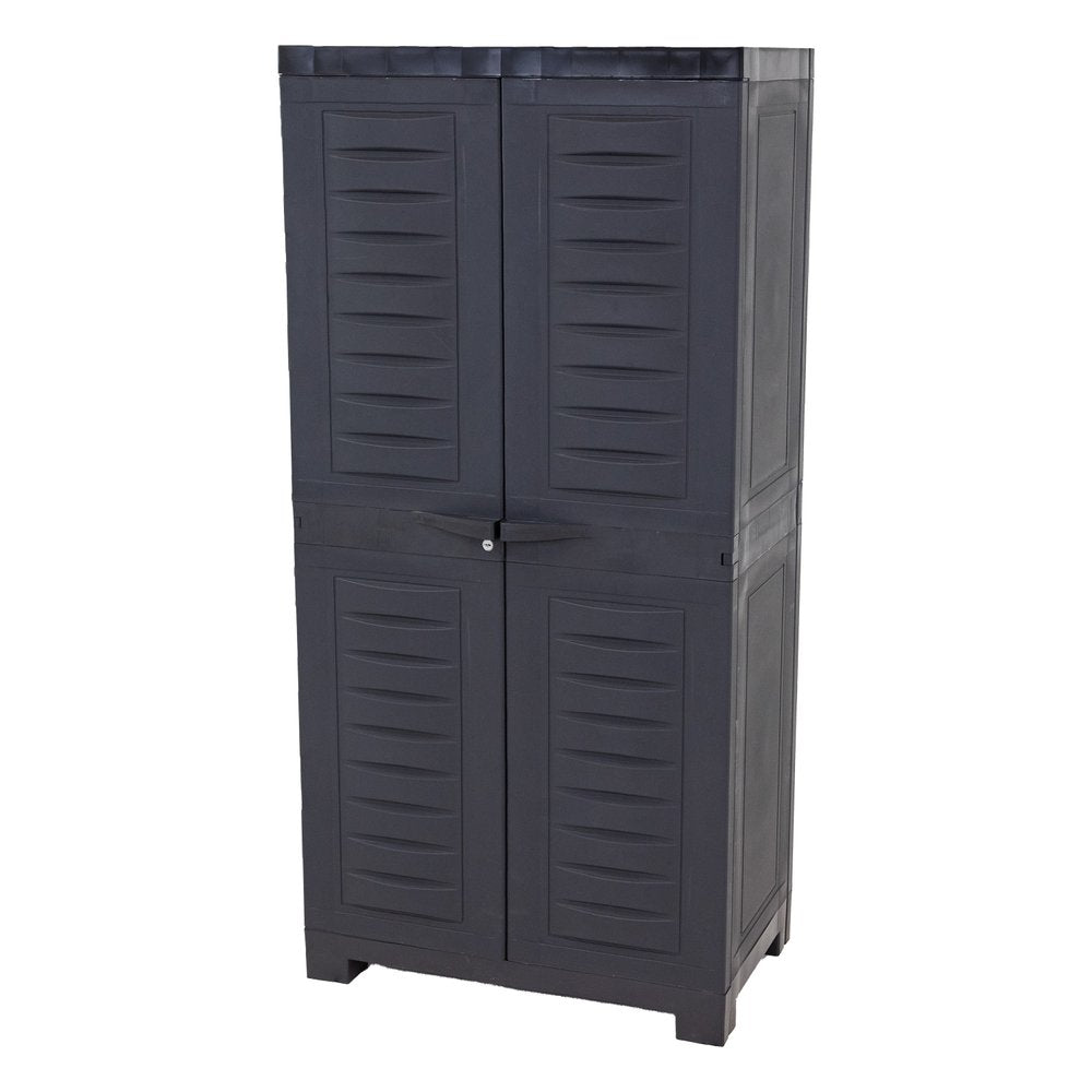 24" Charcoal Plastic Accent Cabinet With Two Doors HomeRoots