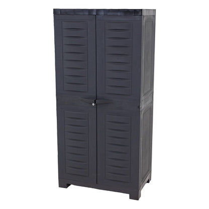 24" Charcoal Plastic Accent Cabinet With Two Doors HomeRoots
