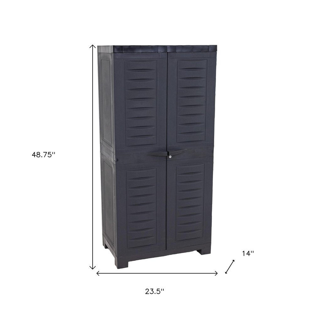 24" Charcoal Plastic Accent Cabinet With Two Doors HomeRoots