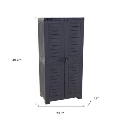 24" Charcoal Plastic Accent Cabinet With Two Doors HomeRoots
